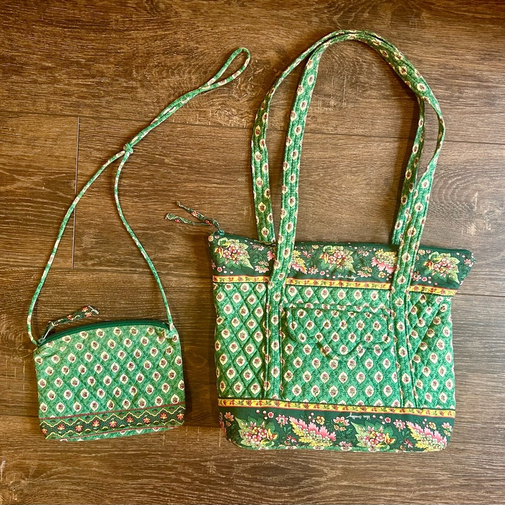 🌸 Vera Bradley Greenfield Tote and crossbody Y2K vintage retired